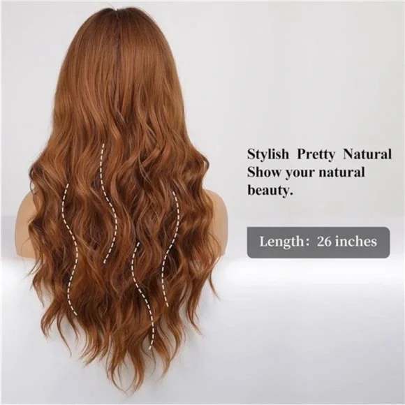 Wig with Bangs for Women, Ombre Auburn